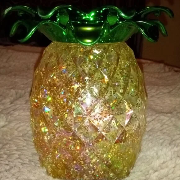 Bath & Body Works Glitter Globe Light Up Single Wick Pineapple Candle Holder - Picture 1 of 2
